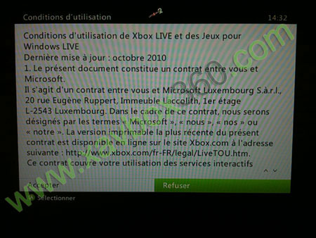 conditions pour le xbox live